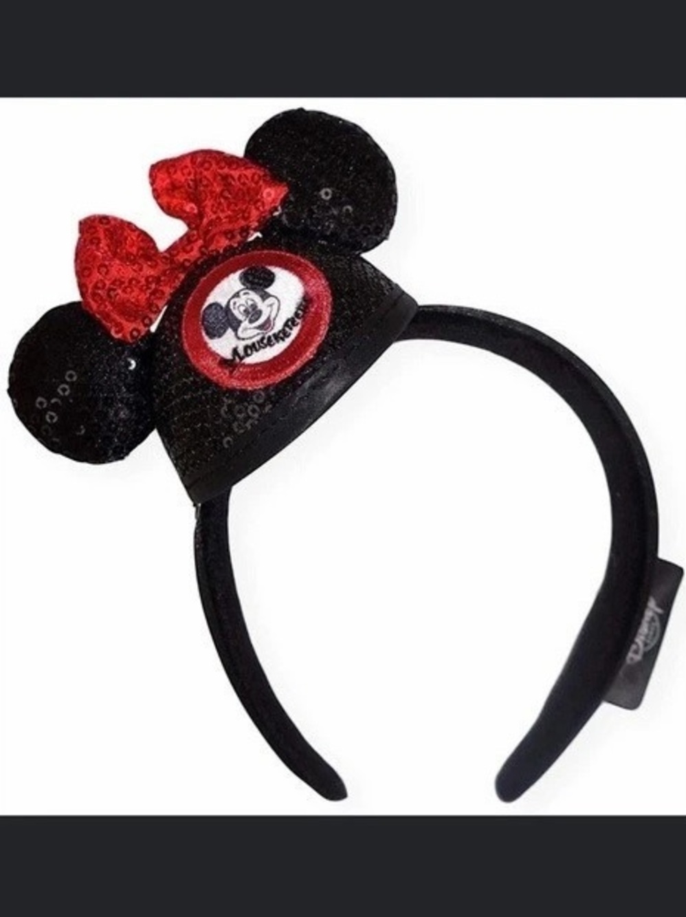 Disney Mickey Mouse Club Ear Hat Sequin Headband in Black & Red